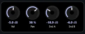 Channel strip with four parameter knobs