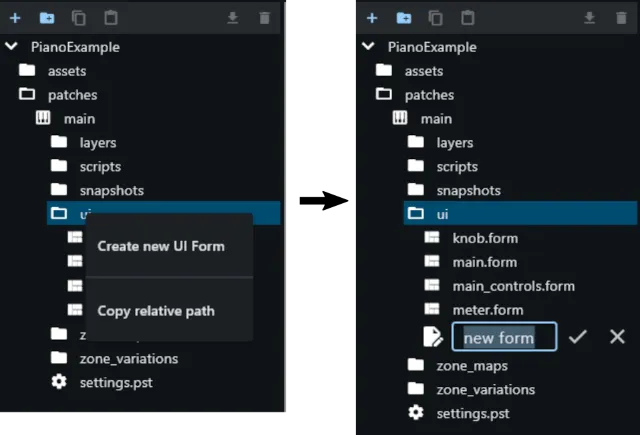New Form dialog