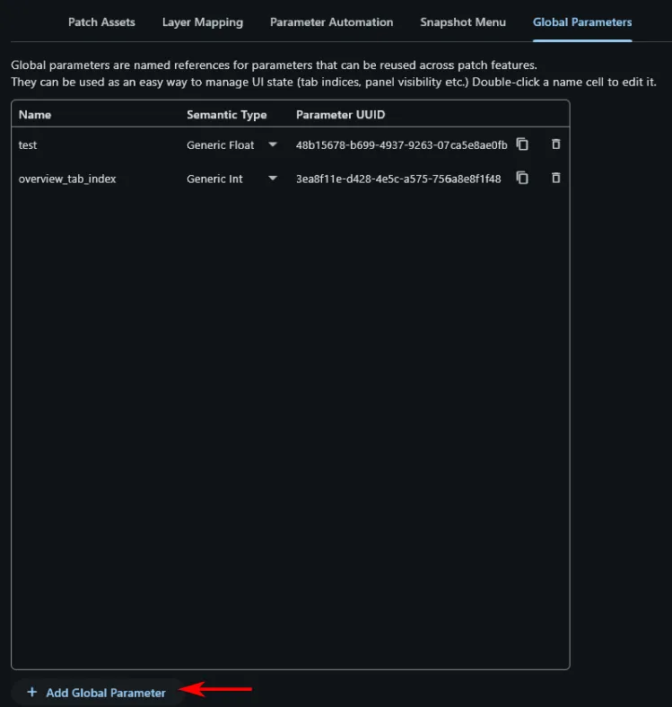 New Global Parameter dialog