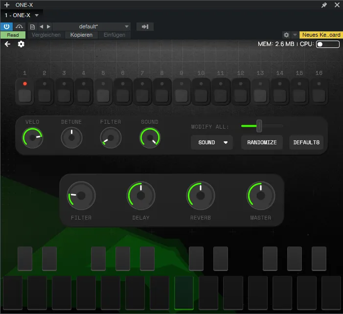 The finished 303-style bass sequencer — full UI with step grid, keyboard, and spectrum visualizer