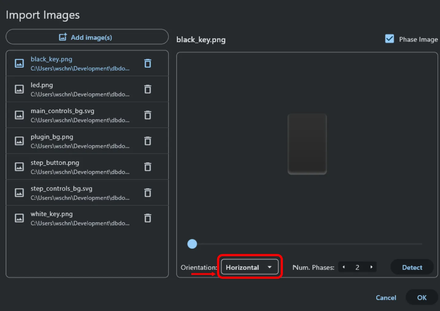 Layout switched to Horizontal — frames now correctly separated