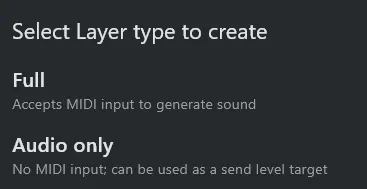Choosing "Audio only" for the new layer