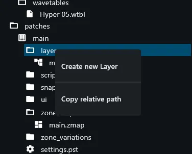 Create new Layer context menu on the layers node