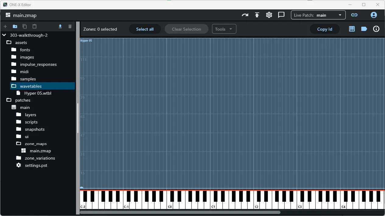Hyper 05 wavetable dropped into the zone map, covering it fully