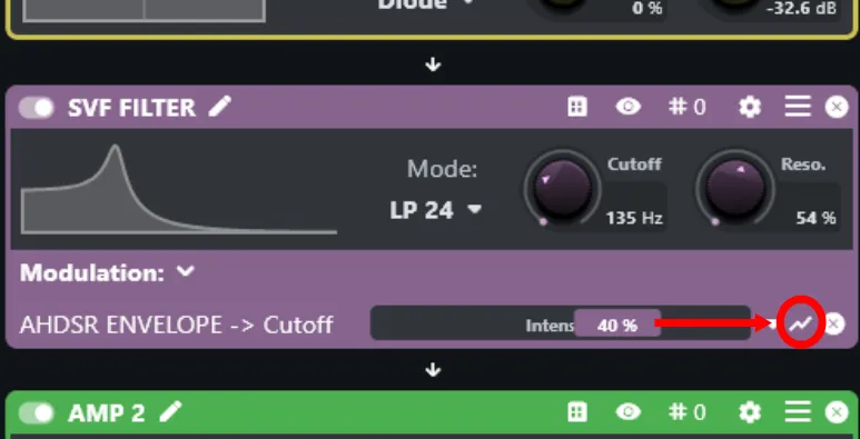 Modulation Range button on the filter processor