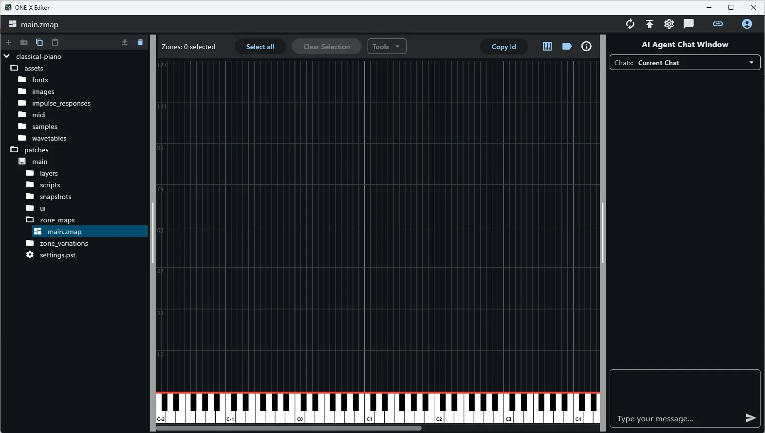 AI chat panel open on the right side of the editor