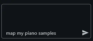 Chat prompt "map my piano samples" ready to submit