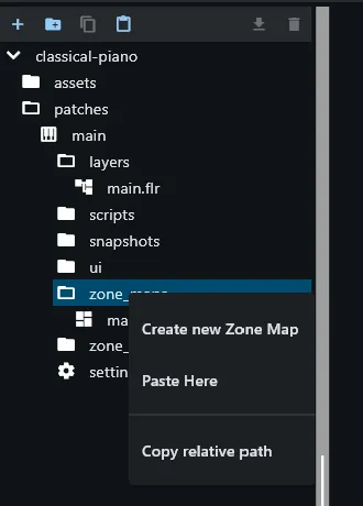 Pasting the copied zone map into the zone_maps folder