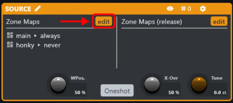 Edit button on the source processor
