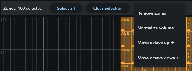 Tools menu with "Normalize volume" selected