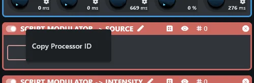 Copying a processor UID by right-clicking its name in the headline