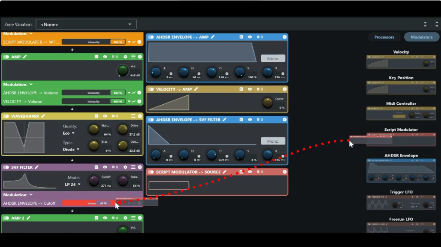 Second script modulator dropped onto the filter envelope intensity fader