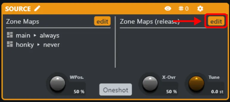 Edit button in the source processor's Release column