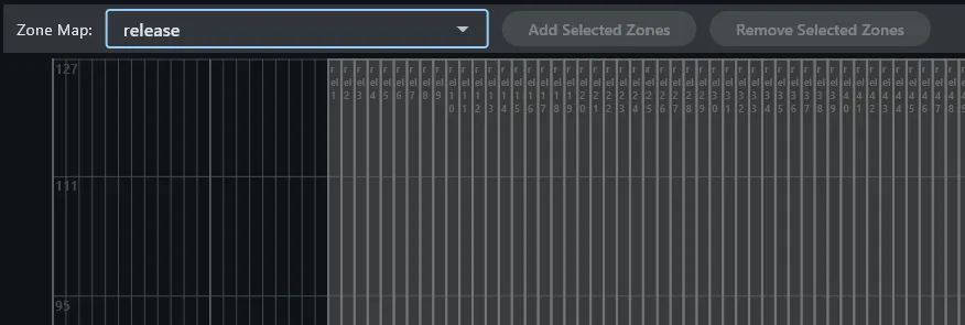 Zone map selector at the top of the zone variation editor