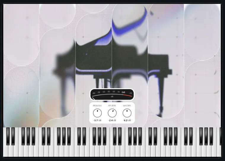 Main form with background, keyboard, meter, and main controls all in place