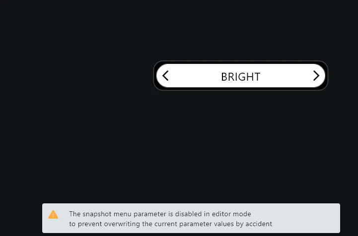 Warning shown when trying to operate the model selector inside the editor