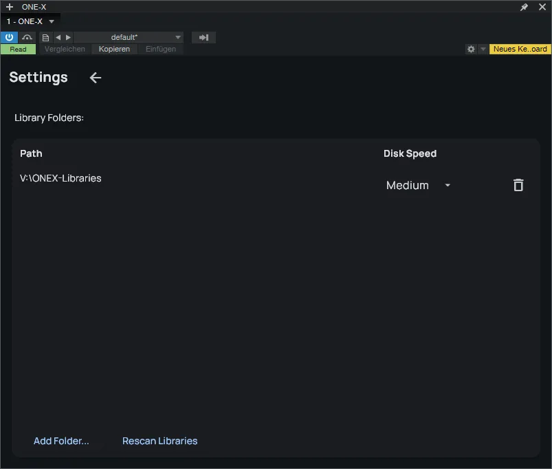 Library folder configuration in the plugin settings