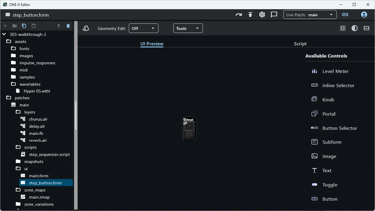 Step button preview with unresolved macros — expected at this stage