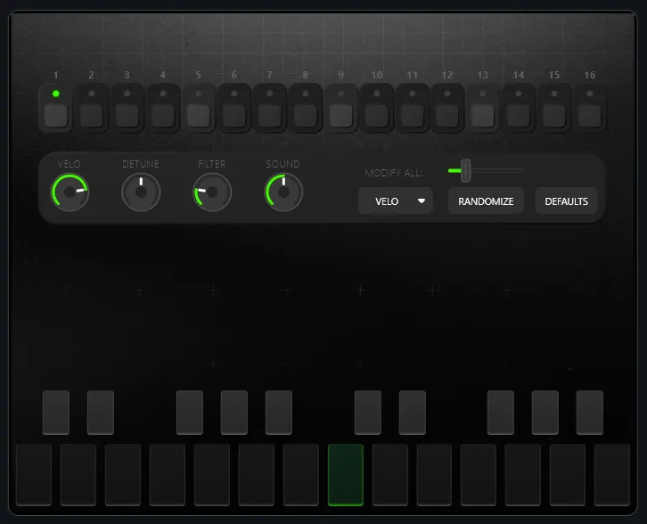 Main form with step grid, step_controls panel, and keyboard