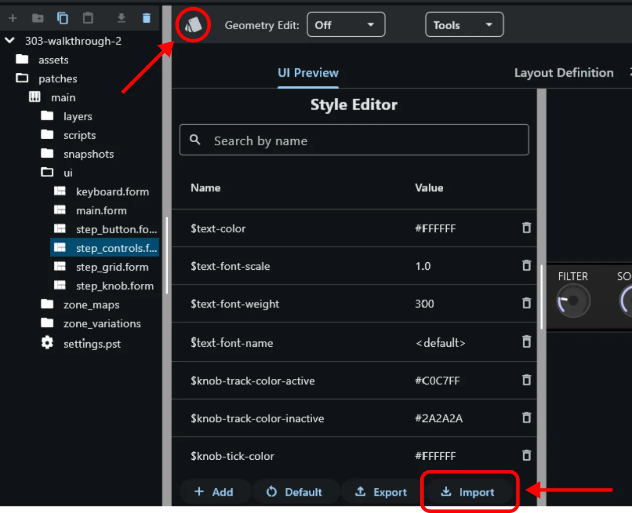 Style Editor open